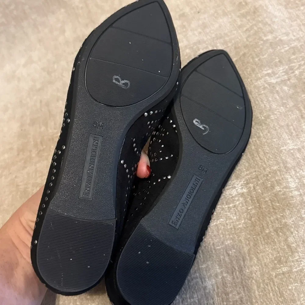 Enzo Angiolini Studded Black Flats